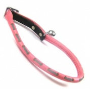Bobby Voyageur Reflective Leather Cat Collar - Pink